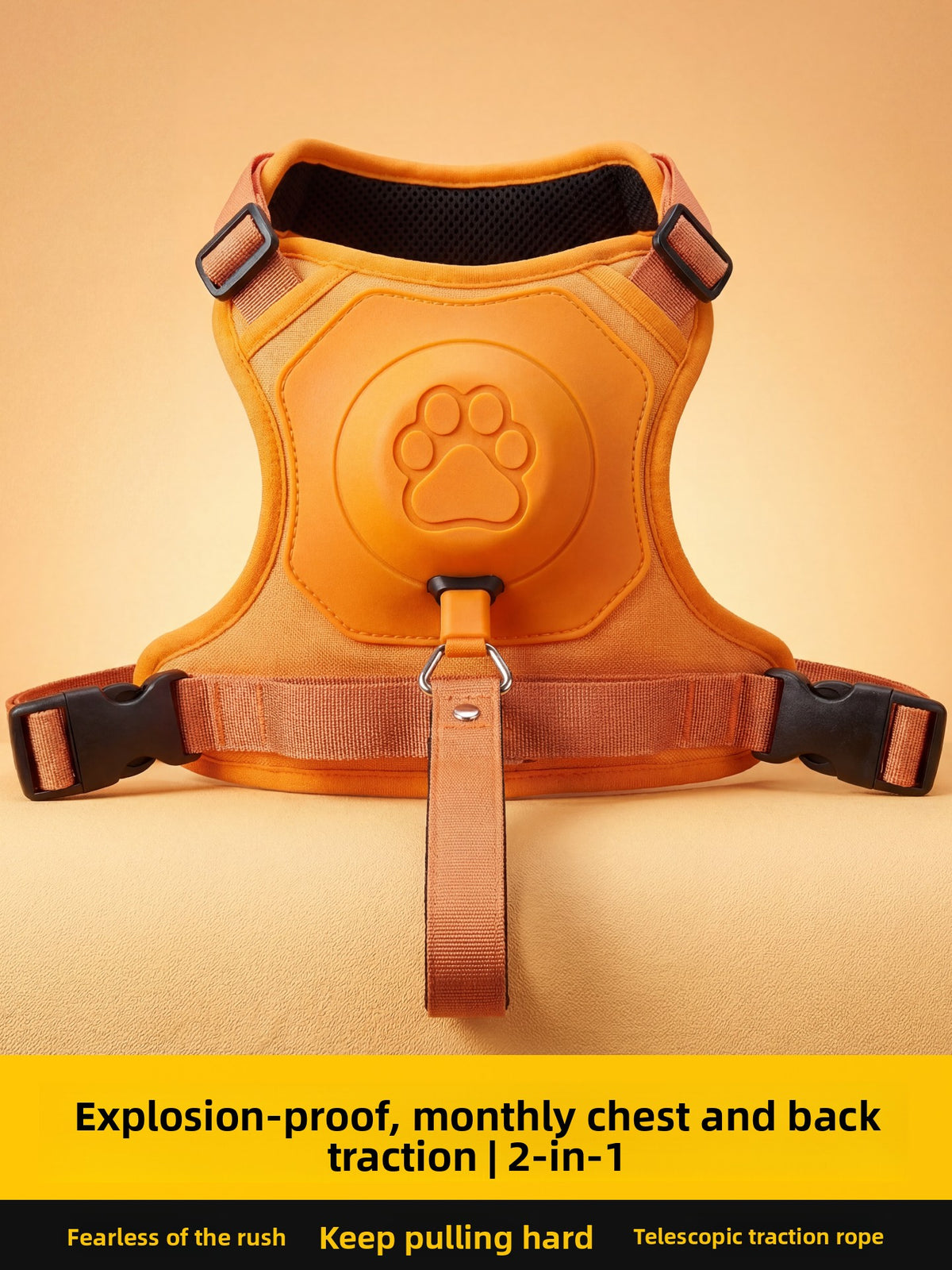 Dog harness and retractable leash set in Turmeric Orange — anti-escape walking kit | Pawnests