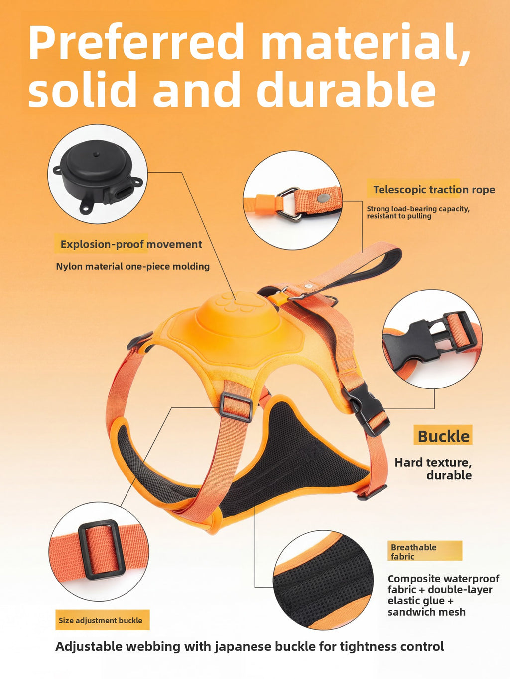 Close-up of padded chest straps on dog harness — soft padding for all-day comfort | Pawnests