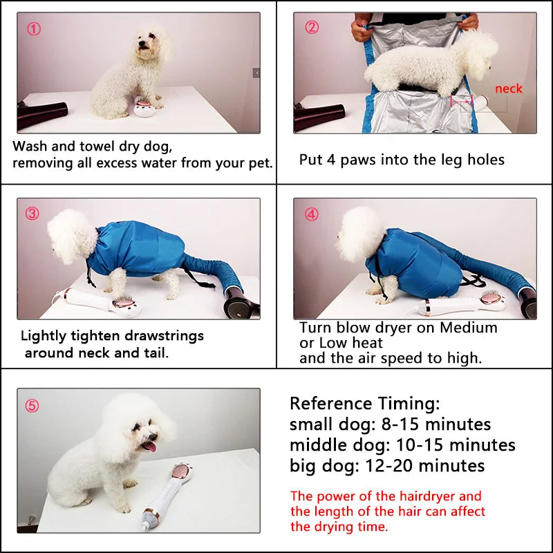 How to use a pet drying bag — 5 steps to dry a dog after a bath | Pawnests