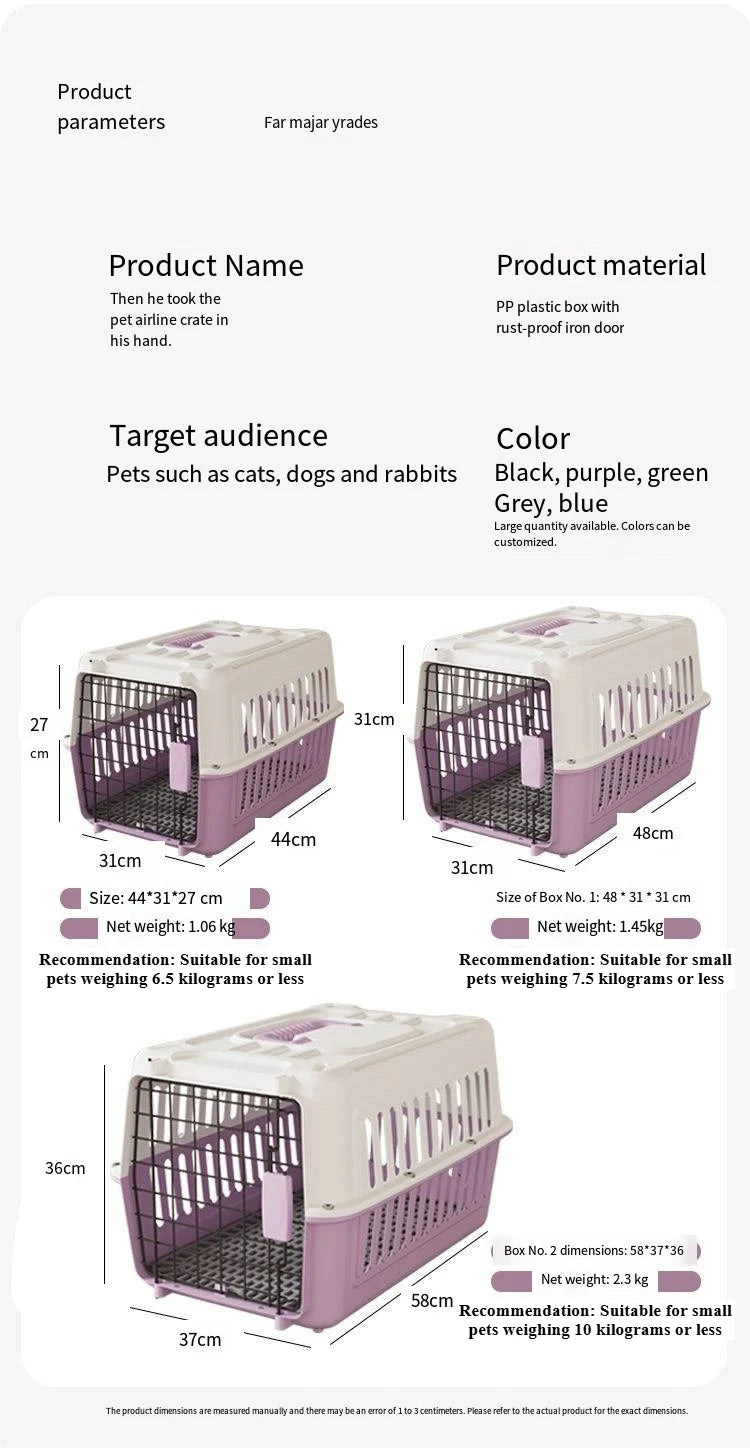 Pet airline crate cat space box portable cage outings dog shipping box Pawnests