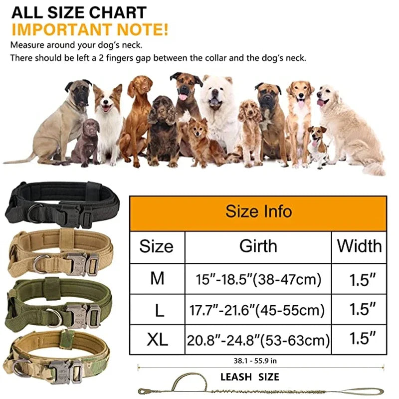 High quality Heavy-Duty Tactical Dog Collar & Leash S Pawnests