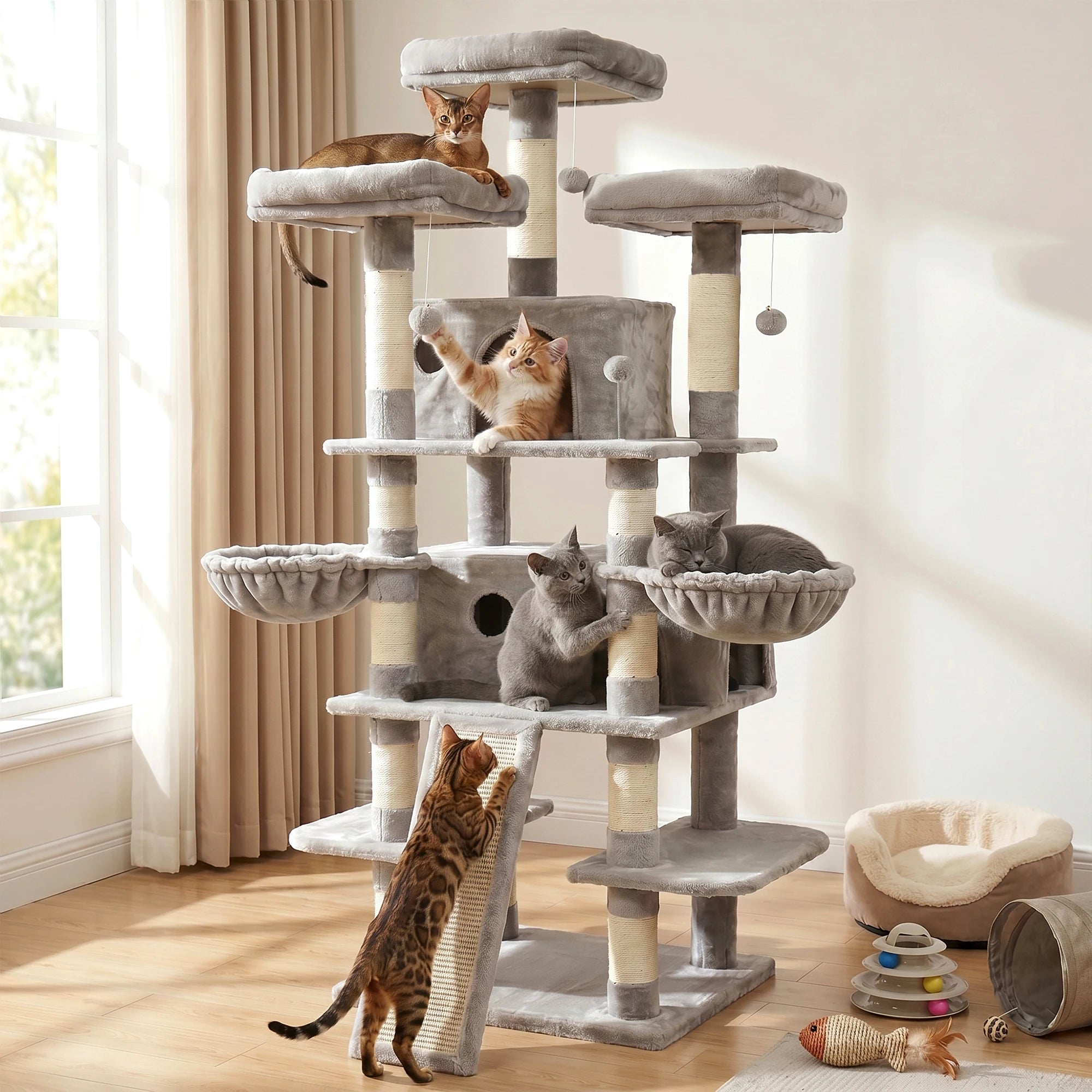 FOOWIN 68" Multi-Level Cat Tree Tower Pawnests