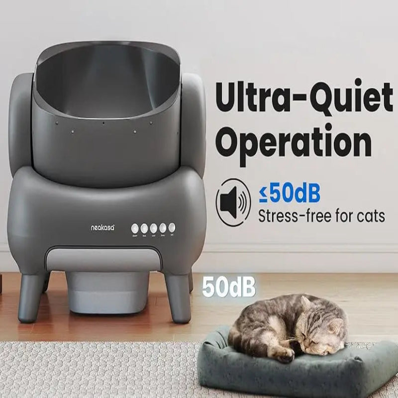 Gray pet water fountain with cats using it and a cat on a perch in a home setting.