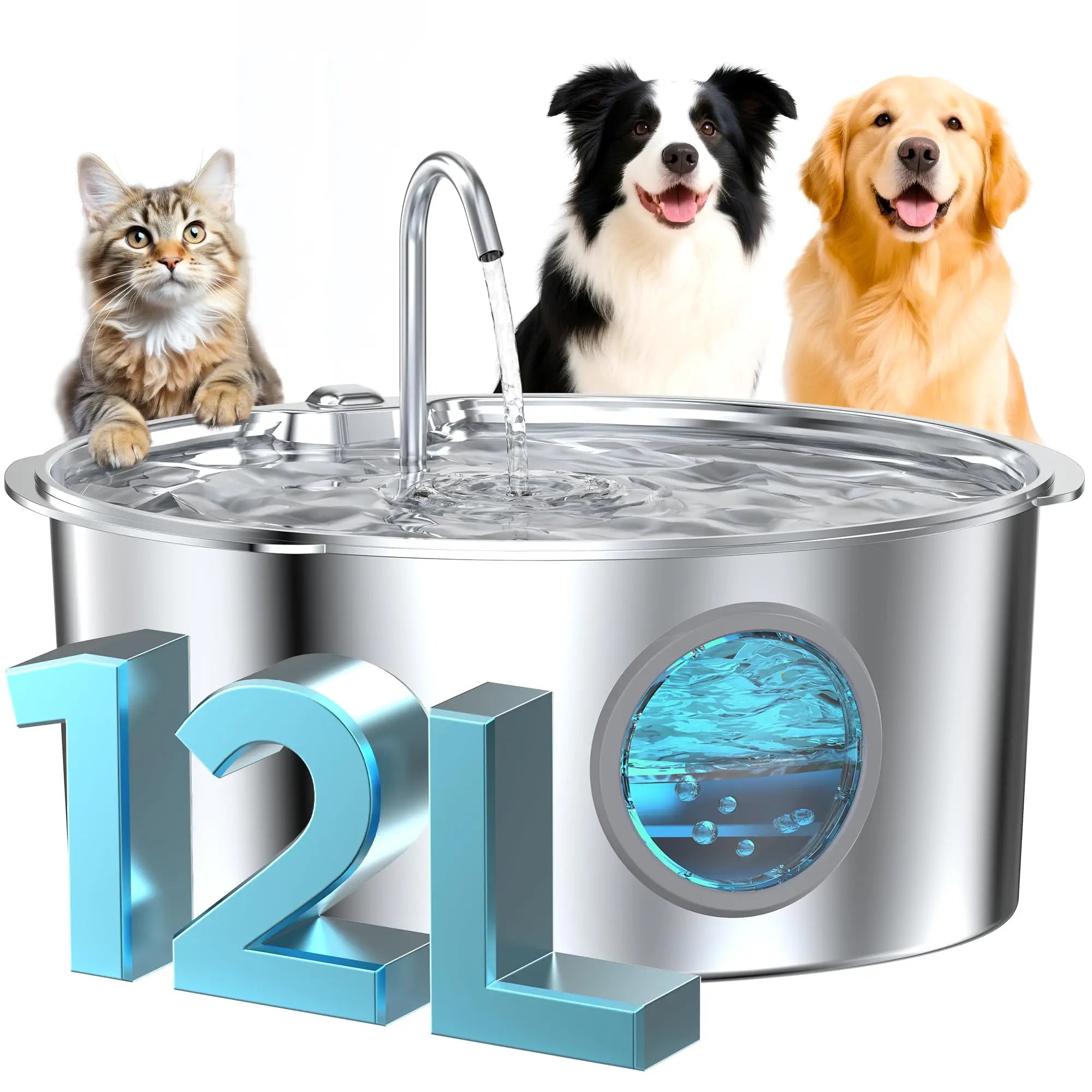 12L Stainless Steel Pet Fountain Pawnests