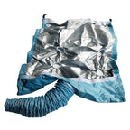 Blue pet drying bag laid flat showing silver-coated inner lining and air duct | Pawnests