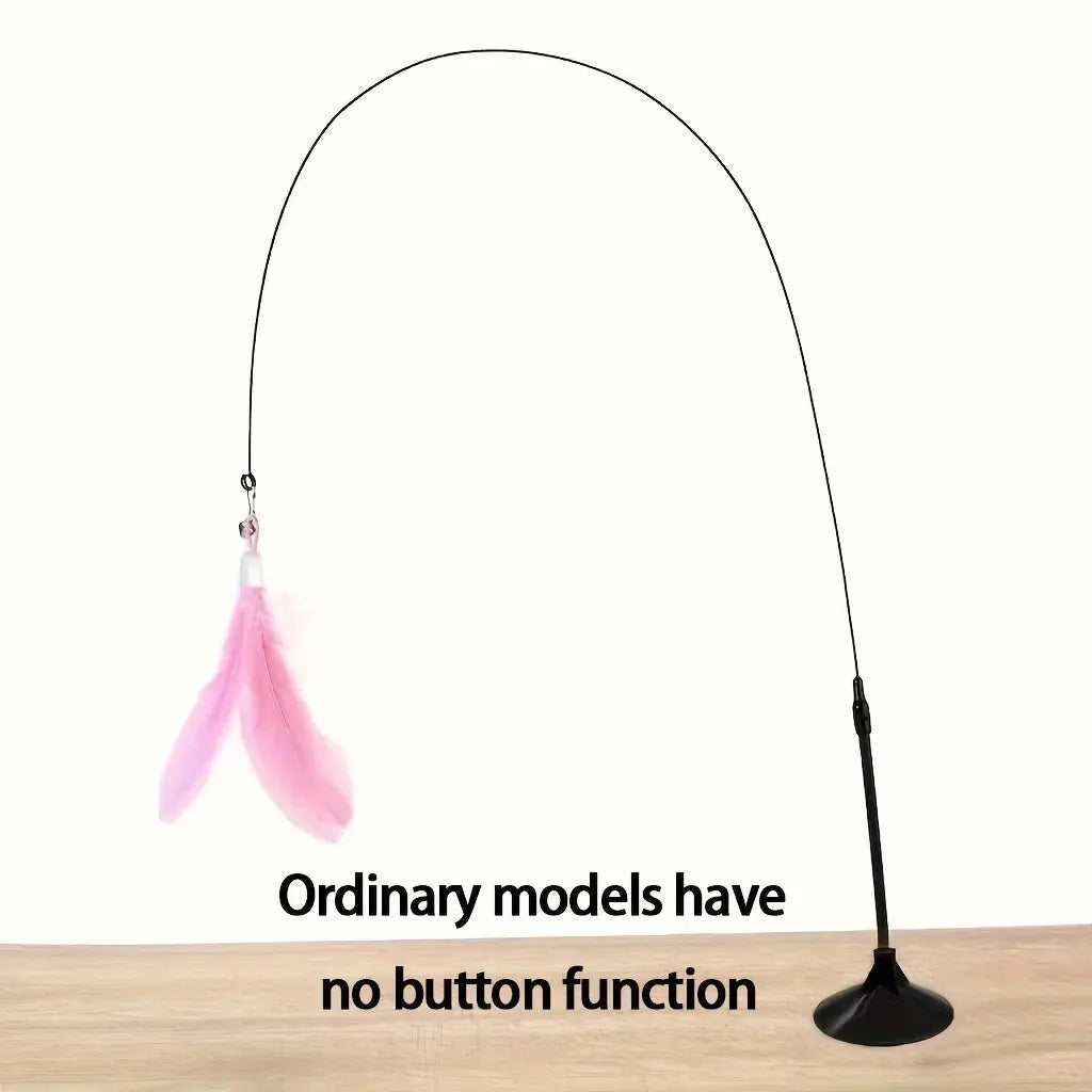 Pink feather cat teaser toy, Pink Standard style with no release button | Pawnests