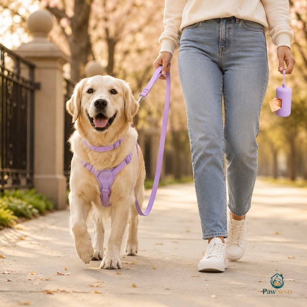 Arnés para Perro Juego de 4 Piezas | Chaleco de PVC Impermeable, Correa, Collar y Clip