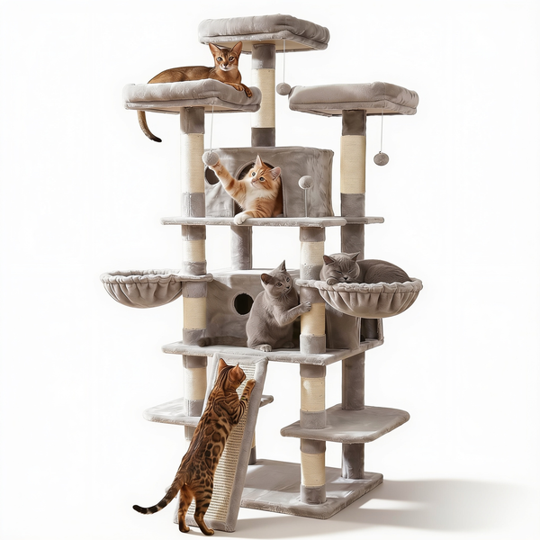 FOOWIN 68 multi-level cat tree tower on white background