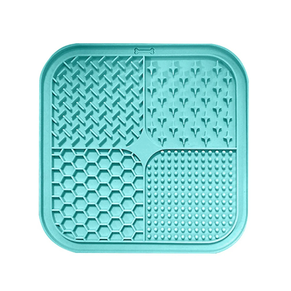 Teal silicone lick mat with four textured zones — Teal | Pawnests